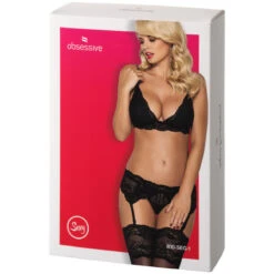 Obsessive Zwarte Kanten Jarretel Set -Seksspeeltjes Winkel 25871 obsessive black lace suspender set 90 pack q100