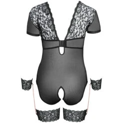Orion Cottelli Bondage Kruisloos Kanten Body Met Handboeien Plus Size -Seksspeeltjes Winkel 26045 cottelli bondage lace bodystocking with handcuffs plus size 04 product q100