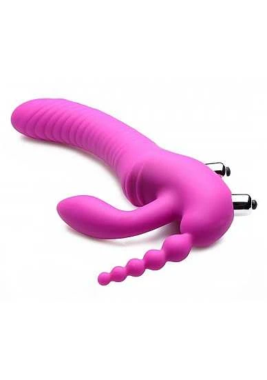 REGAL RIDER Triple G Vibrating Silicone Strapless Strap On – 3 REGAL RIDER Triple G Vibrating Silicone Strapless Strap On –
