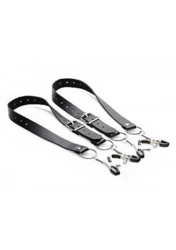Spread Labia Spreader Straps With Clamps – Black