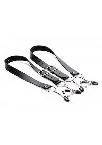 Spread Labia Spreader Straps With Clamps – Black 3 Spread Labia Spreader Straps With Clamps – Black