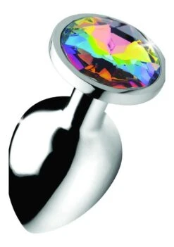 Rainbow Prism Gem Anal Plug – Large – Silver