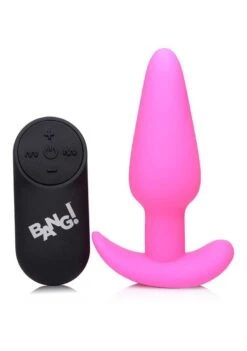 21X Vibrating Silicone Butt Plug With Remote Control – Pink