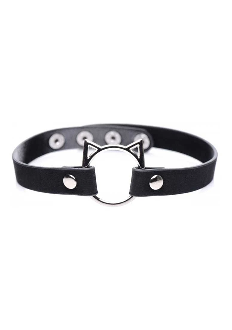 Kinky Kitty Ring Slim Choker – PU Leather – Black 3 Kinky Kitty Ring Slim Choker – PU Leather – Black