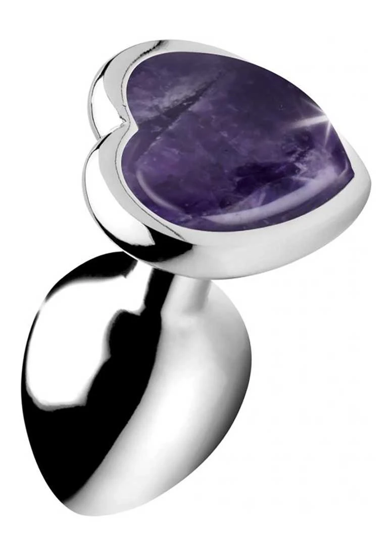 Gemstones Amethyst Heart Small Anal Plug 3 Gemstones Amethyst Heart Small Anal Plug