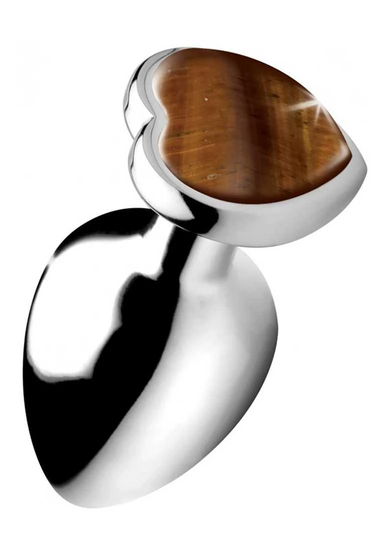Gemstones Tiger Eye Heart Large Anal Plug 3 Gemstones Tiger Eye Heart Large Anal Plug