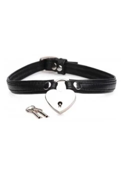 Heart Lock Choker With Keys – Leather – Black