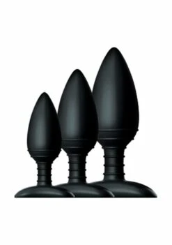Nexus BUTT PLUG TRIO 3 Solid Silicone Butt Plugs S M L – Black