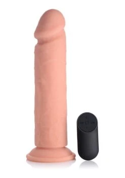 9 Inch Vibrating Remote Control Silicone Dildo – Flesh