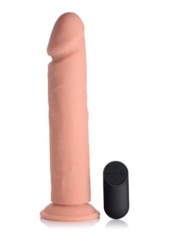 10 Inch Vibrating Remote Control Silicone Dildo – Flesh