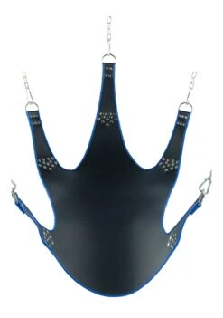 Leather Sling With Blue Piping – 5 Points – Black