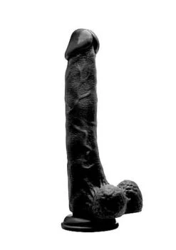 Realistic Cock – 10″ – With Scrotum – Black