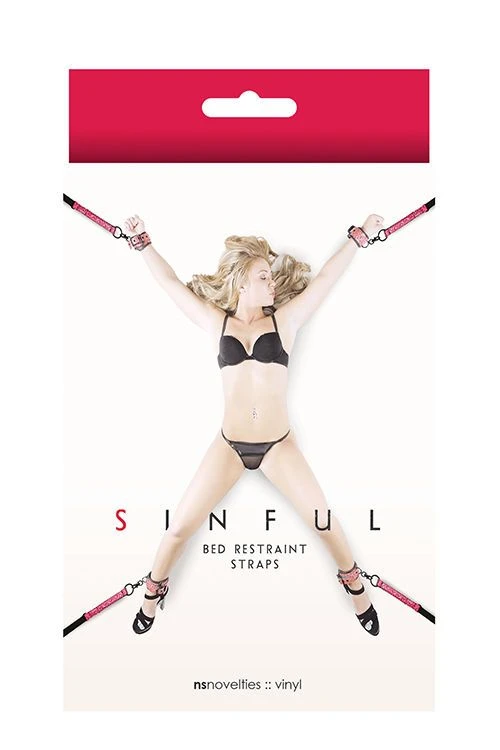 Sinful Bed Restraint Straps - Roze 4 Sinful Bed Restraint Straps - Roze - Afbeelding 2